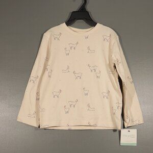 NWT Little Planets Organic Cotton By Carters 4T Long Sleeve Llama Tee